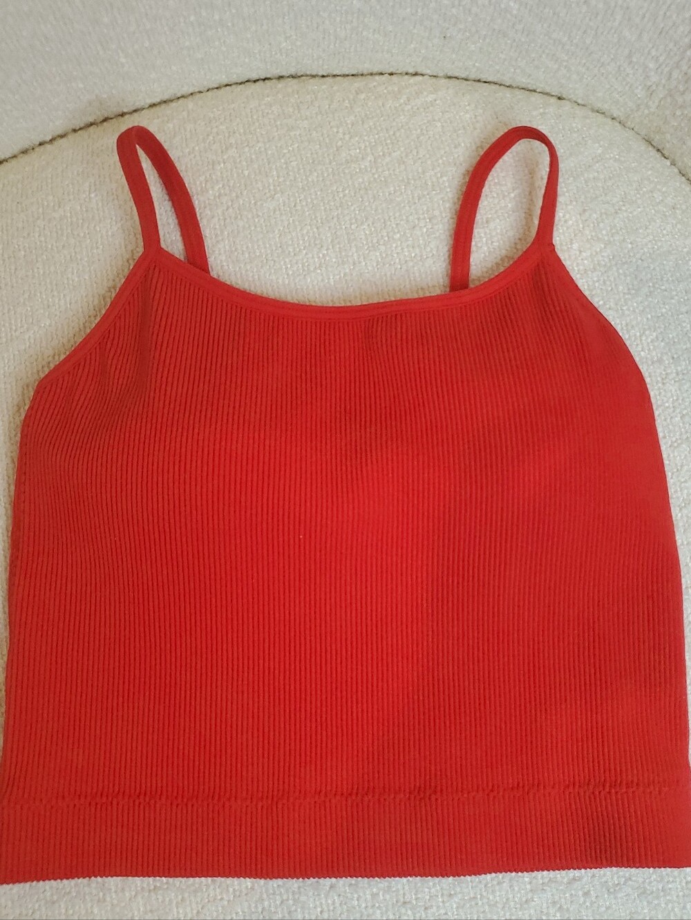 NWT Women's Red Ribbed Spaghetti Strap Cropped Tank Top Women's Size L/XL